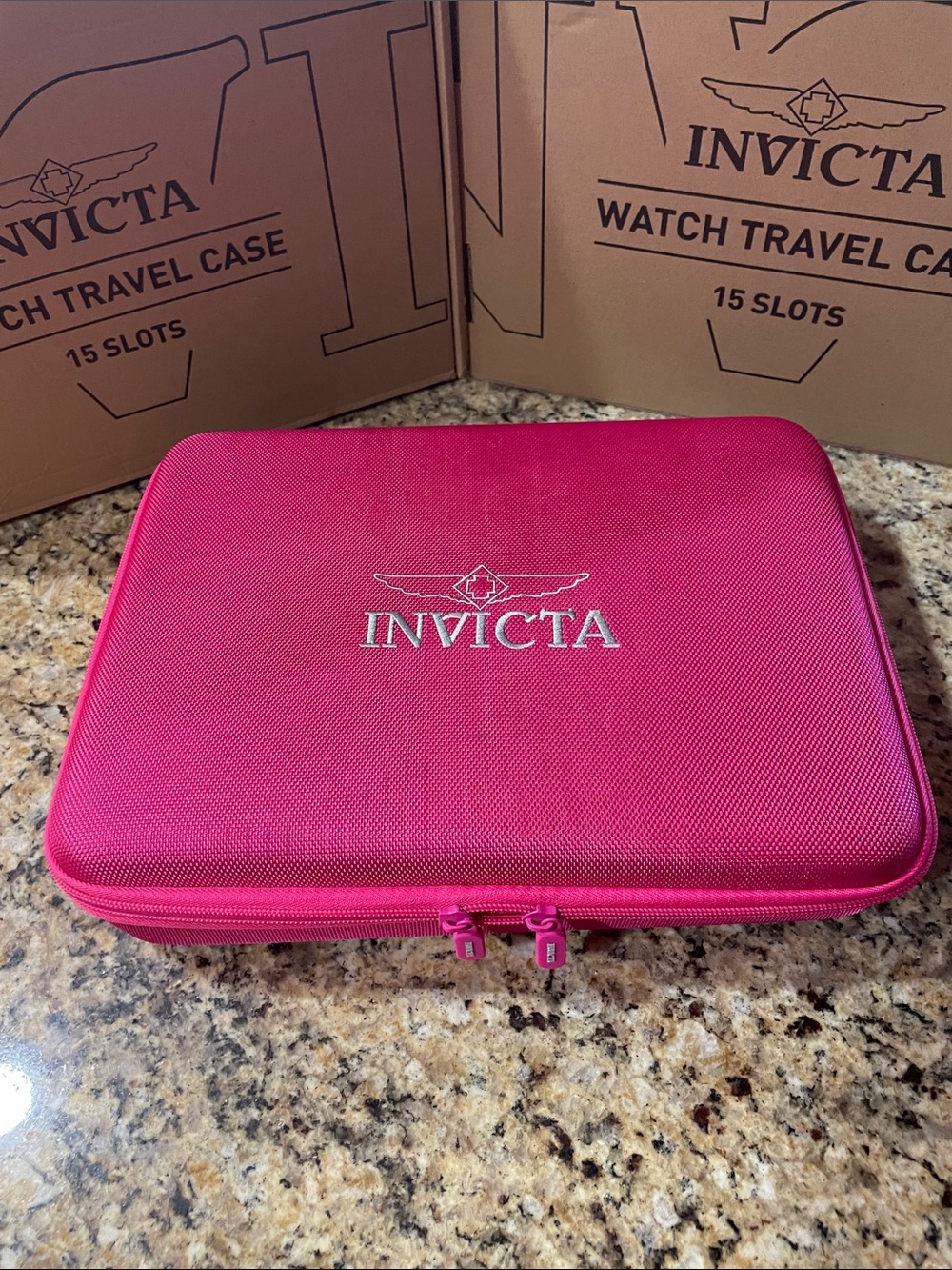 Invicta Pink 15 Slot Watch Travel Case